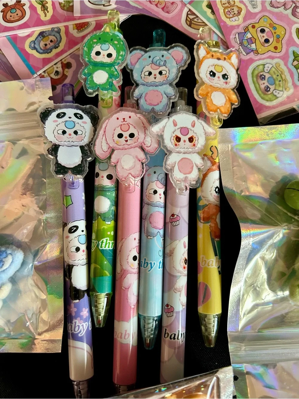 Baby Three Sticker, Pen and keychain Set